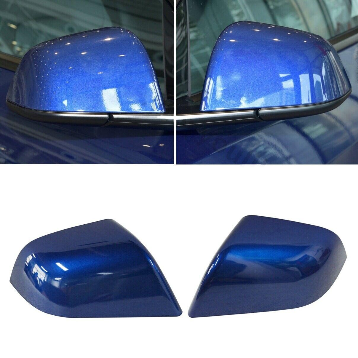 2020-2023 Pair Blue for Tesla for Model Y Left&Right Side Rearview Mirror Cap Cover