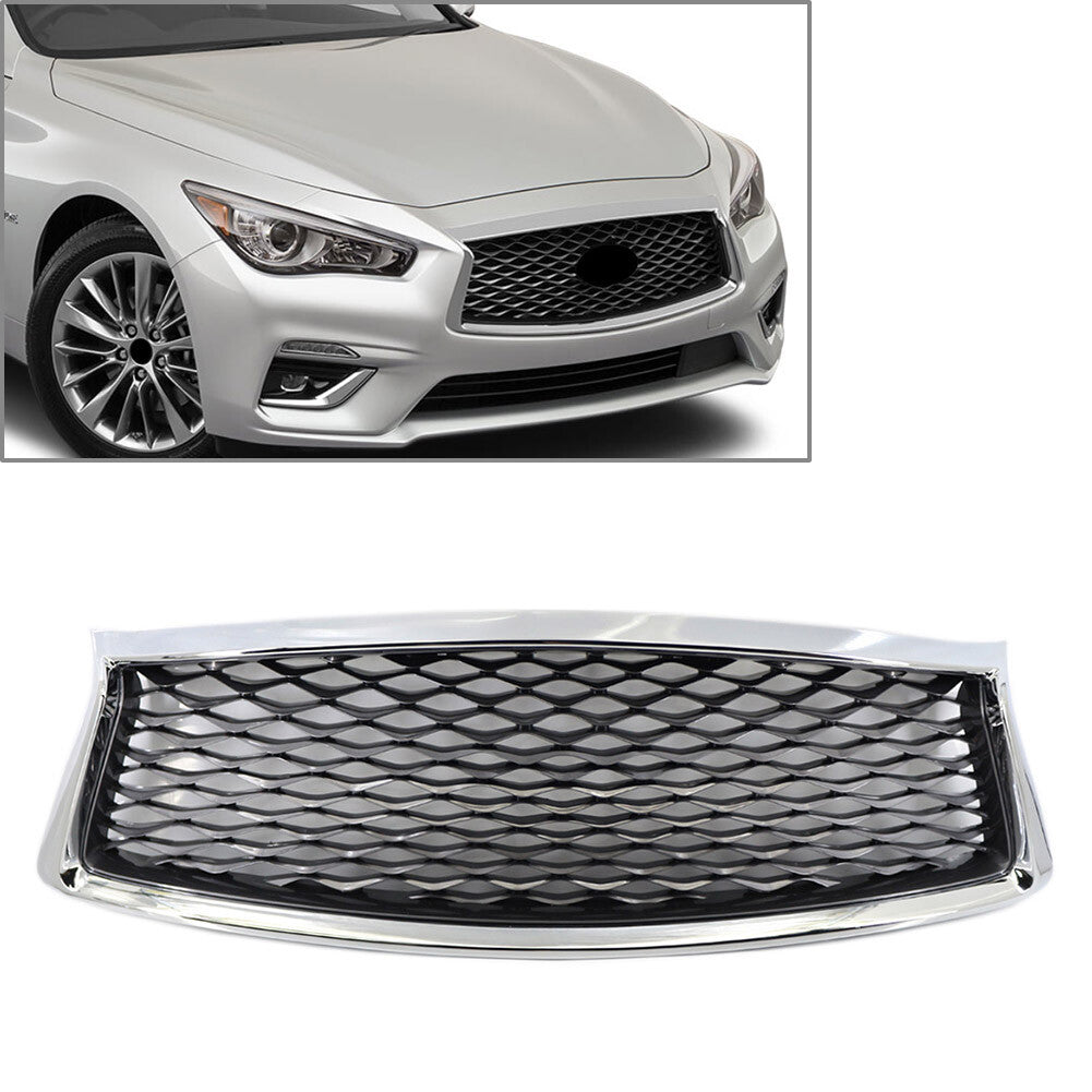 Honeycomb Front Bumper Upper Mesh Grille Grill for Infiniti Q50 Q50S 2018-2023