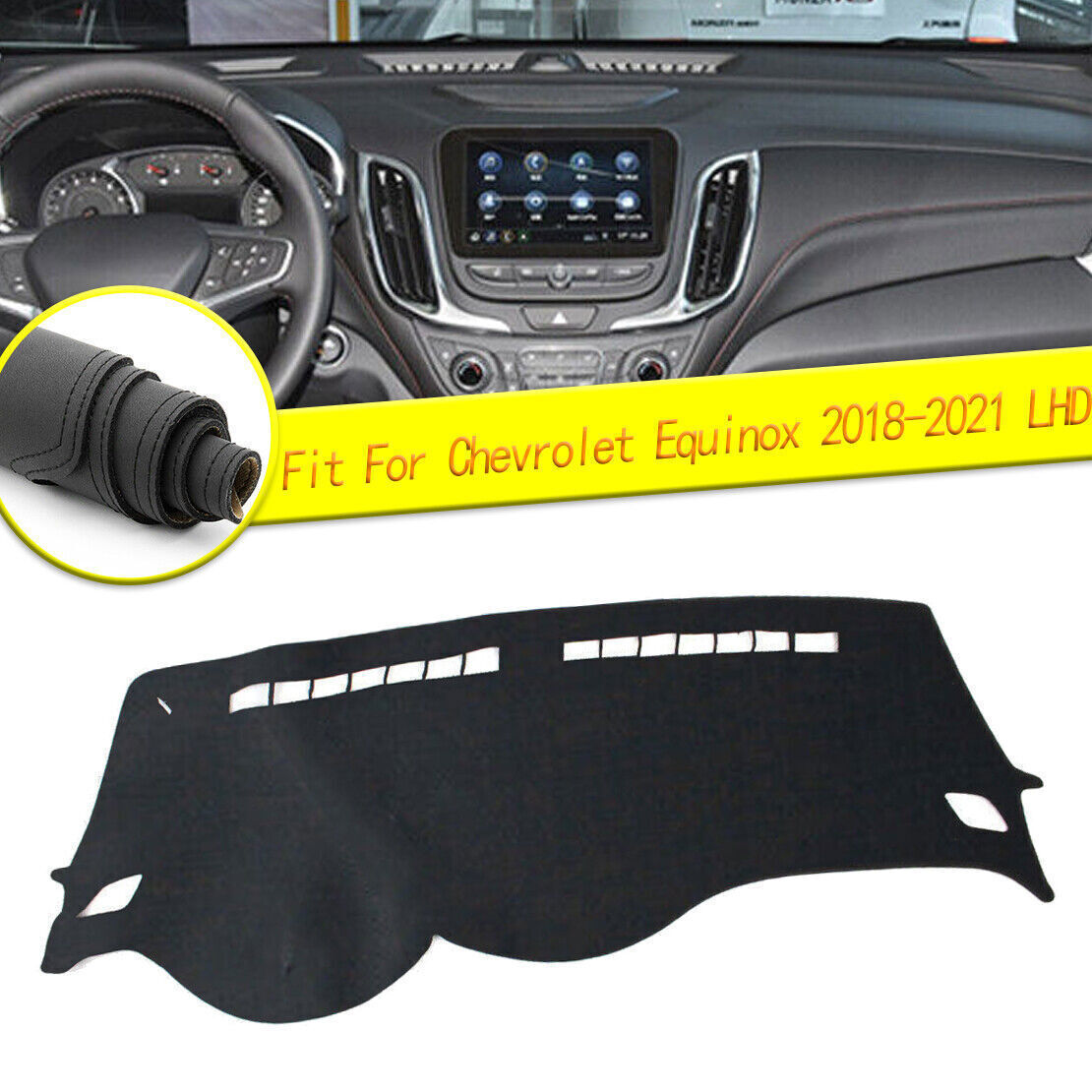 1X PU leather Dashboard Mat Non-slip DashMat Shade for Chevrolet Equinox 2018-21