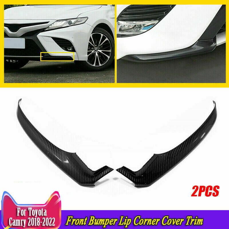 for Toyota for Camry 2018-2020 Carbon Fiber Front Bumper Lip Corner Guard Cover Trim