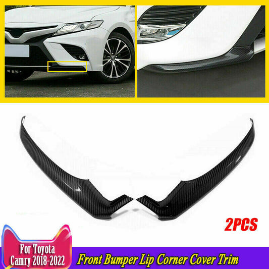 for Toyota for Camry 2018-2020 Carbon Fiber Front Bumper Lip Corner Guard Cover Trim
