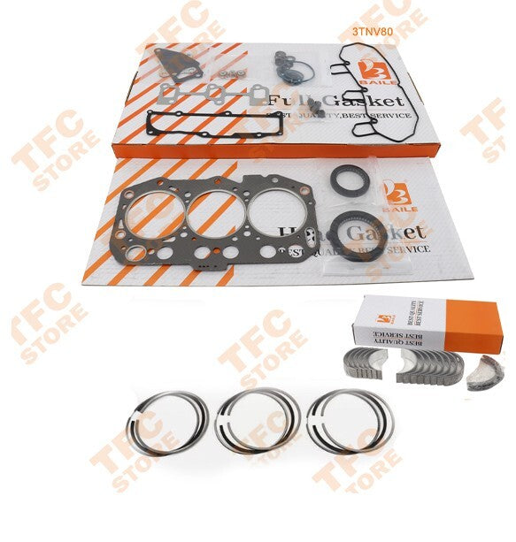 STD Full Gasket Kit + Bearing Kit + Piston Ring Set For Yanmar 3TNV80 Engine New