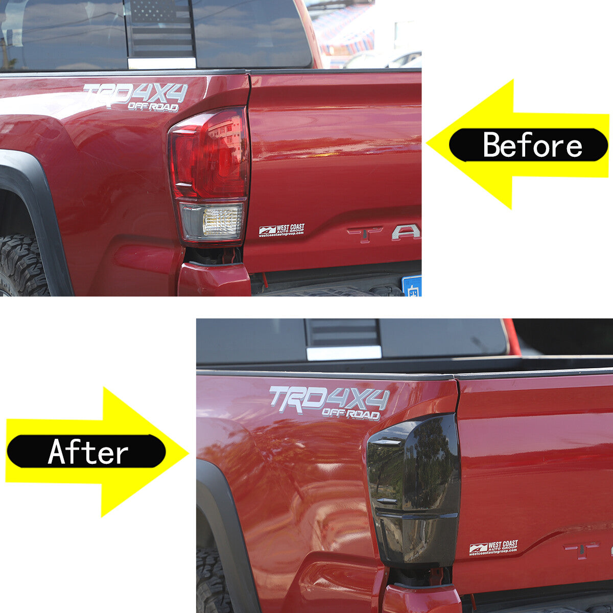 Suitable for Tacoma 2016-2022, black ABS taillight trim cover (2 pieces) n