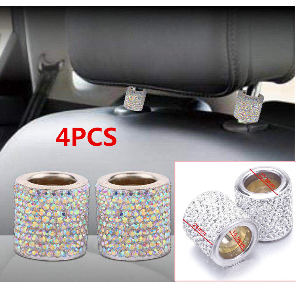 4x Crystal Car Safety for Seat Headrest Necklace Decoration with Diamond Glitter - Car Interior Accessories n