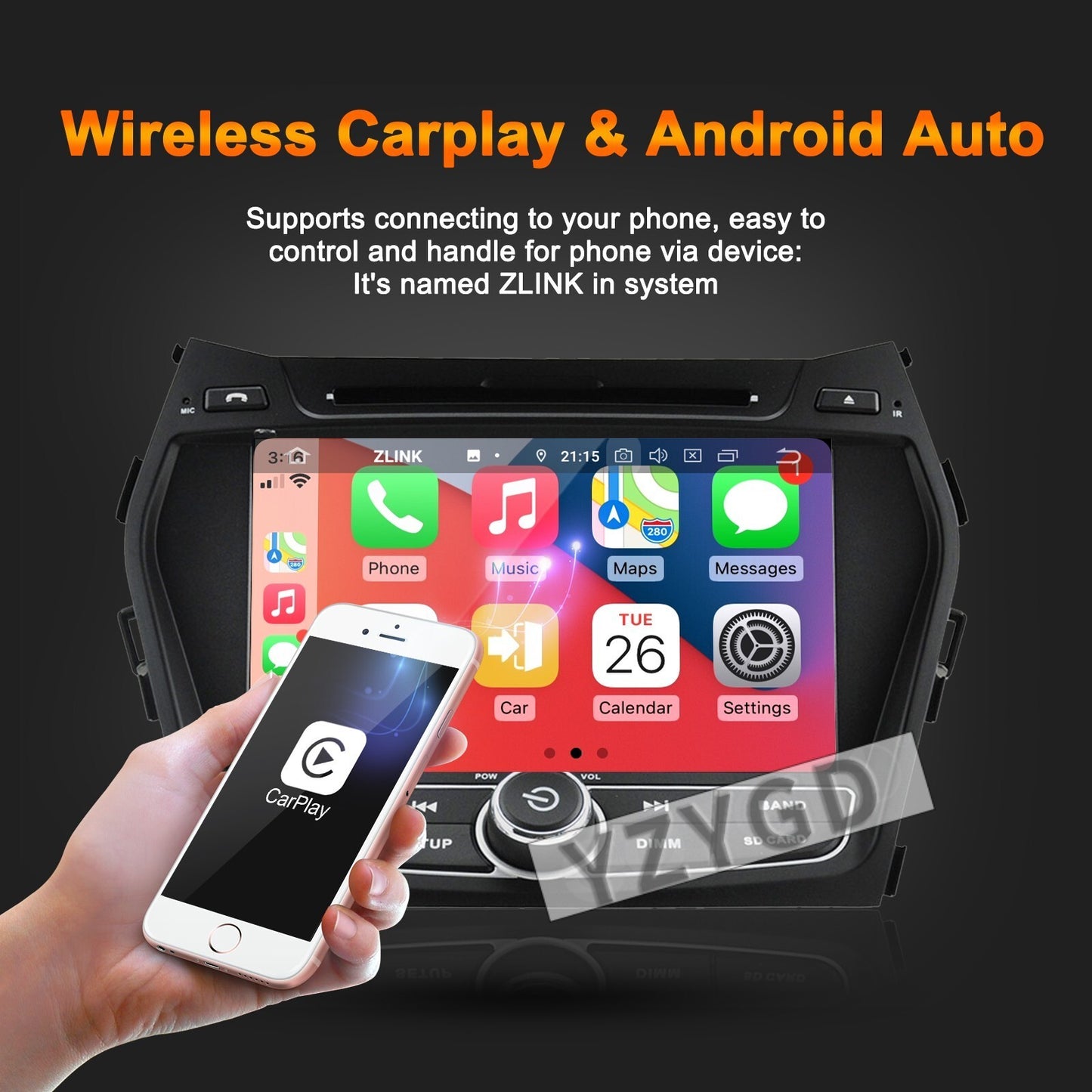for Hyundai IX45 Santa Fe 2013-2018 Stereo CarPlay Car Radio GPS Player Screen