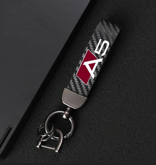 Suitable for Alfa Romeo 156 car keychain/key ring, dark brown leather horseshoe buckle.