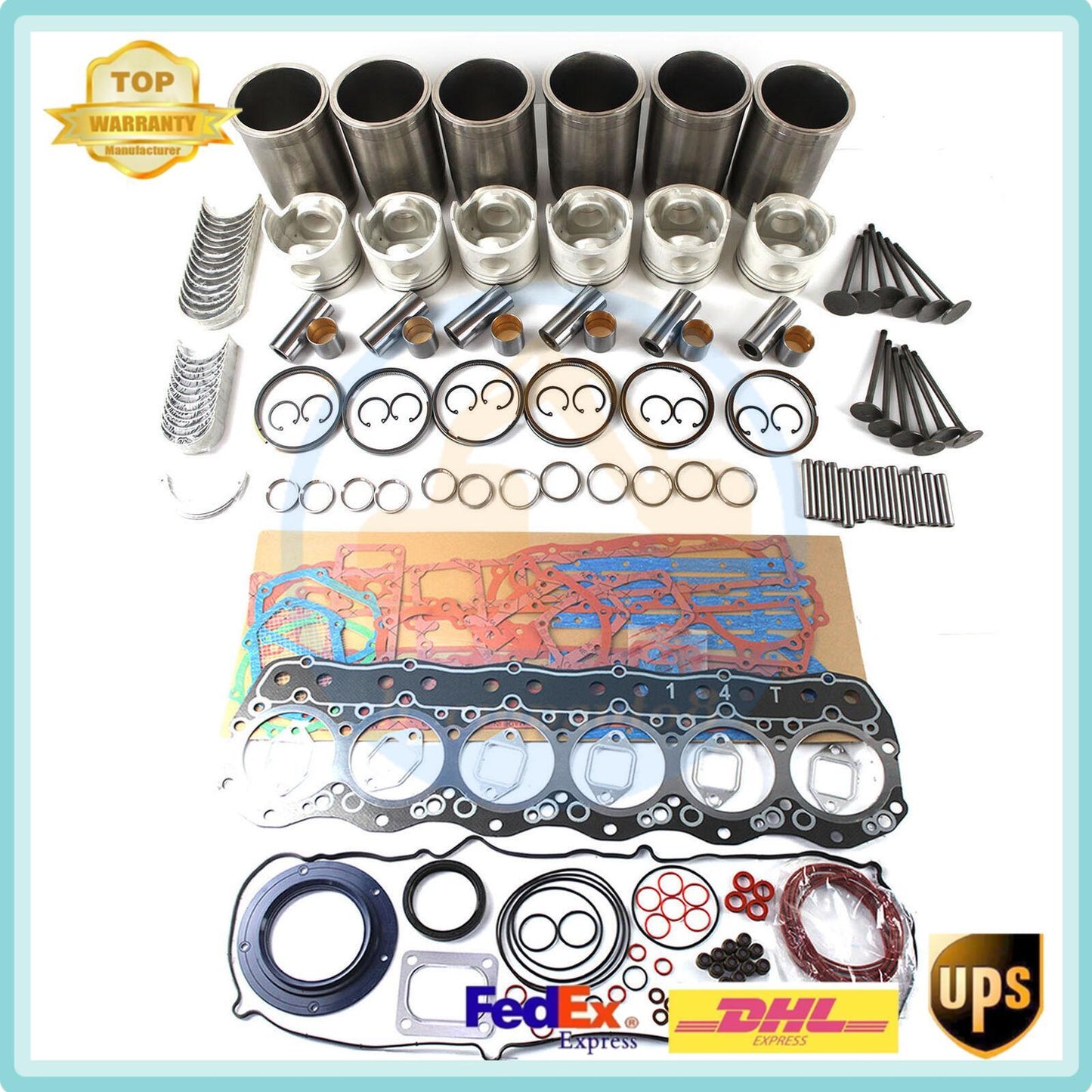 for Mitsubishi Kobelco Kato DH700 Engine Rebuild Kit 6D14 6D14T Excavator DHL