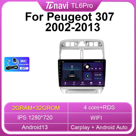 for Peugeot 307 307CC 307SW 3 2002-13 Stereo CarPlay Car Radio GPS Player Screen