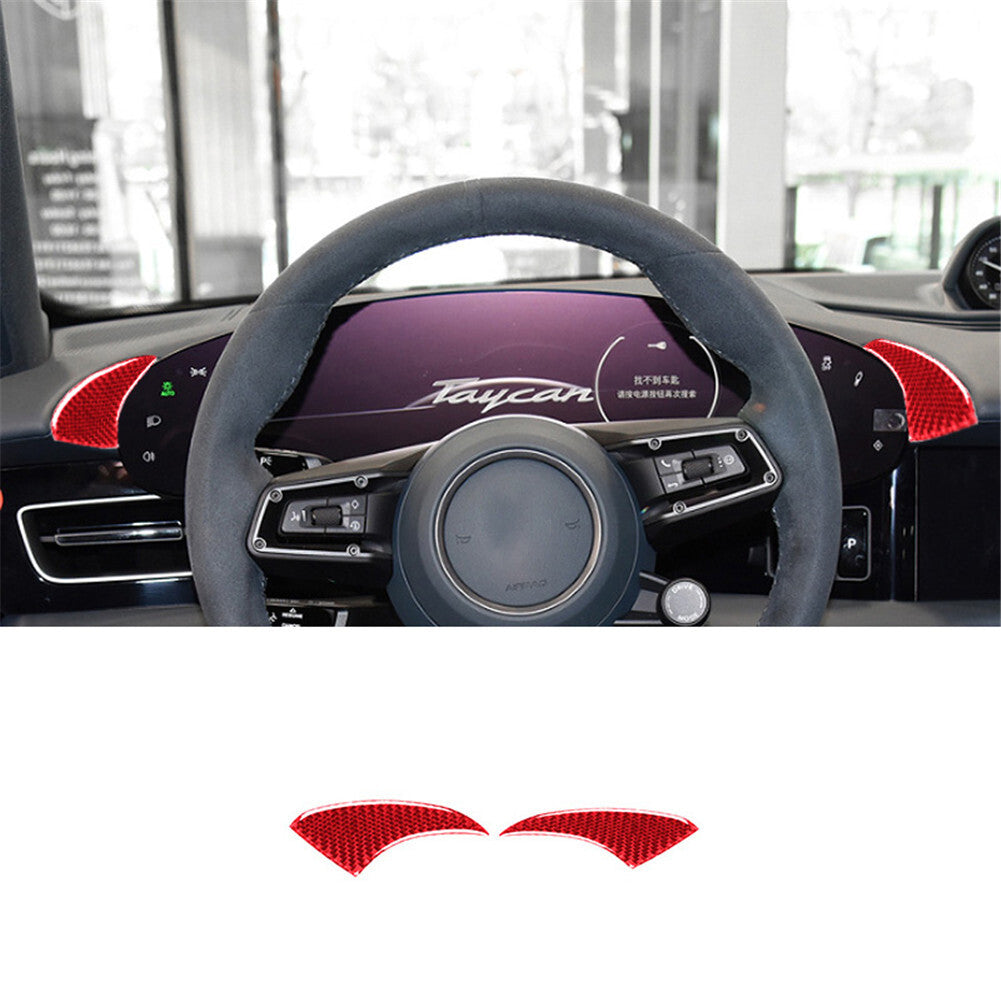 10Pcs Red Carbon Fiber Dashboard Panel Trim for Porsche Taycan 2019-2022 Type A