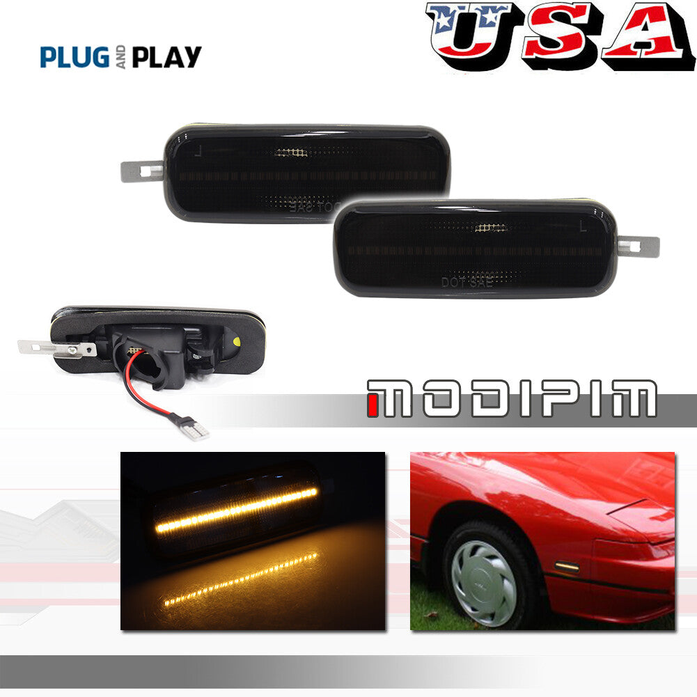 [SMOKED] Amber LED Side Marker Light Pair Set for 89-94 240SX S13 93-97 Altima- v