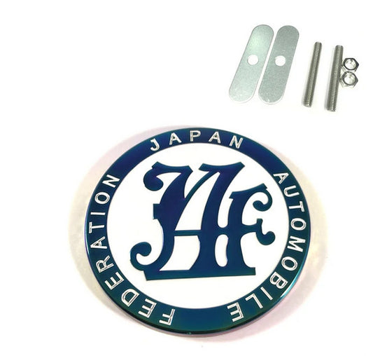 Car grille badge Japan Automobile Federation white rainbow applicable to for Honda
