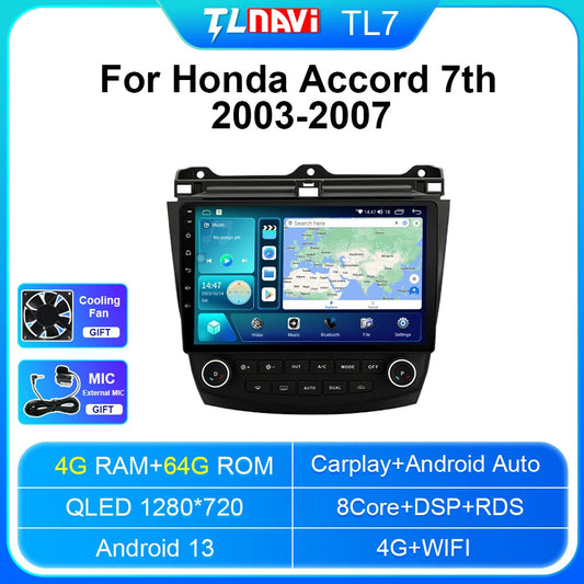 for Honda for Accord 7th 2003-2007 Android Car Radio CarPlay GPS Stereo Video Player