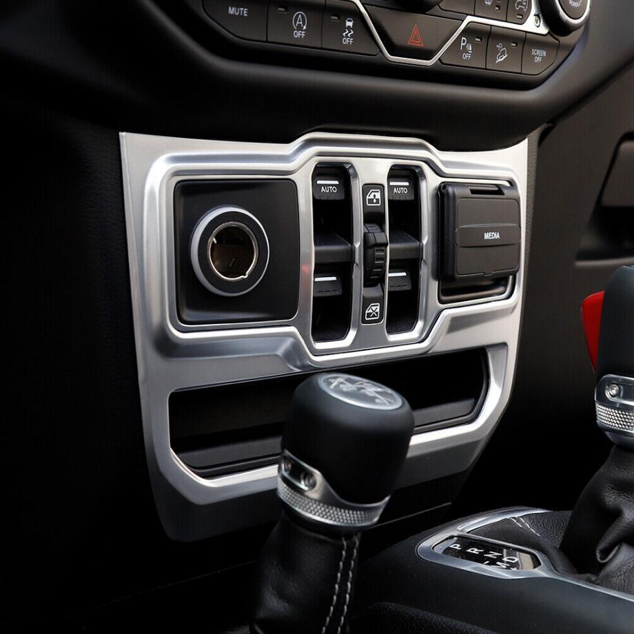 For 18-23 for Jeep for Wrangler JL Silver Window Control Switch Button Panel Cover Trim v