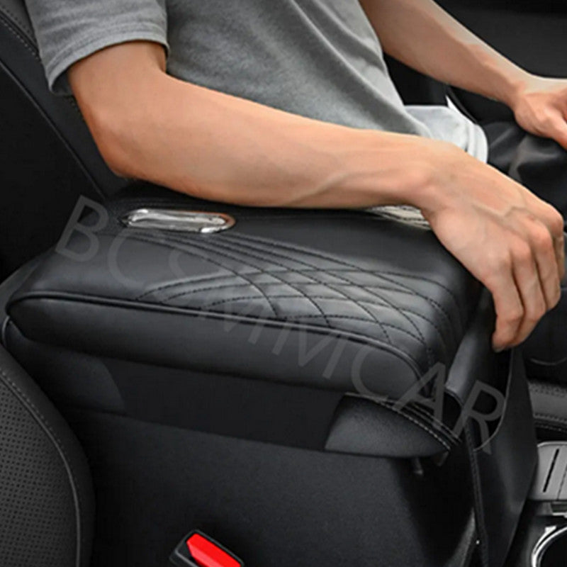 Car Accessories PU Armrest Cushion Cover Center Console Box Pad Protector Black