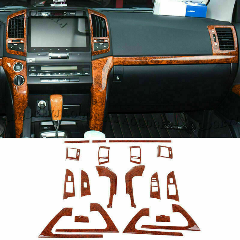 Wood Grain interior Full Dash Trim Kit Cover decor for Toyota for Land Cruiser 08-15