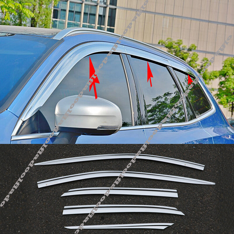 for Volvo XC60 2018-24 Chrome Window Visor Vent Sun Shade Rain Guard Door Visor