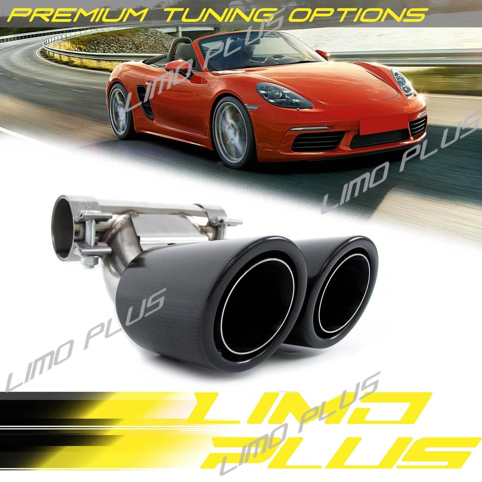 Matte Carbon Fiber Exhaust Tips Pipe for Porsche 718 Cayman 982 2017-24 Q
