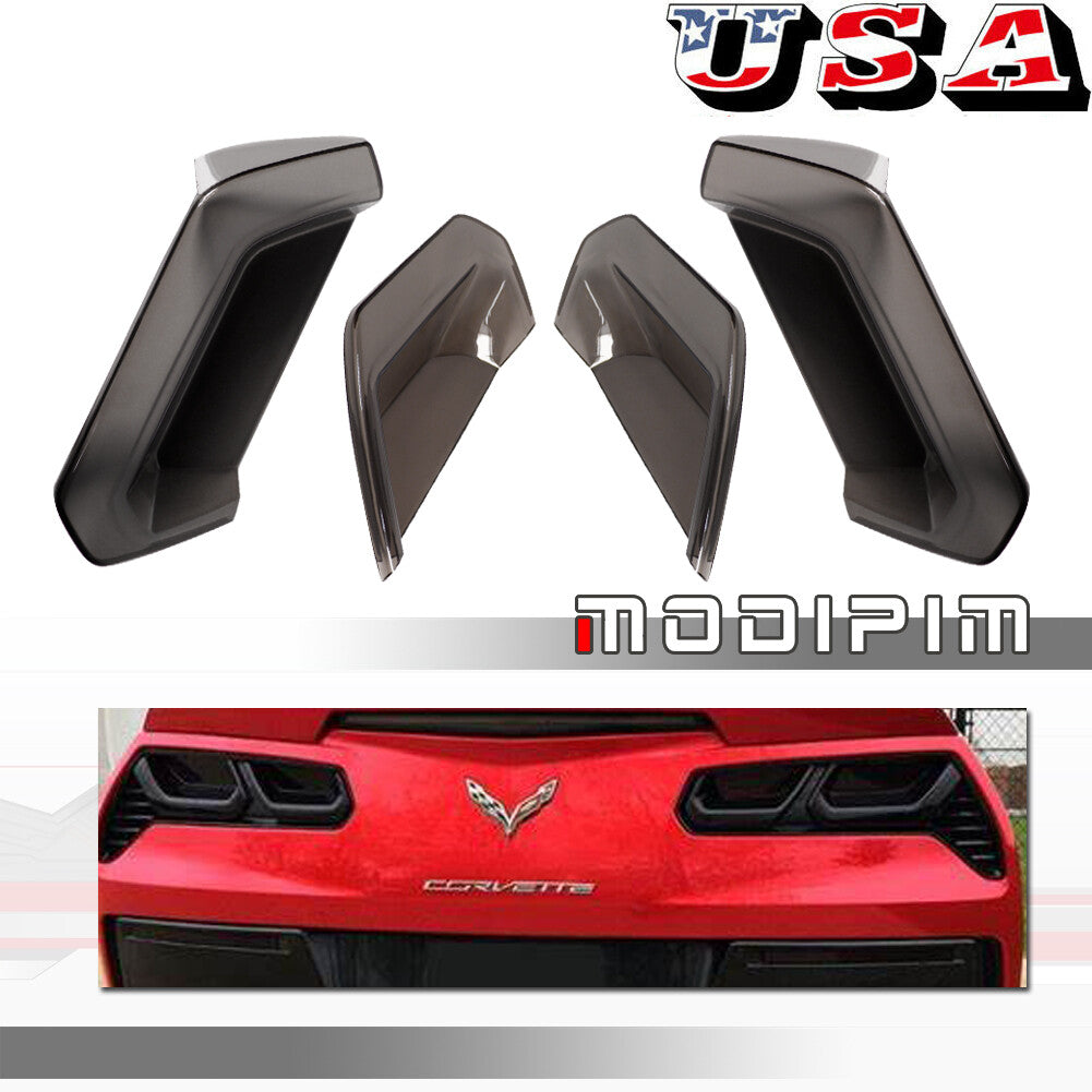 Fits 14 - 19 for Corvette C7 Tail Light and Rear Reflector Smoked Vinyl Tint Covers - v