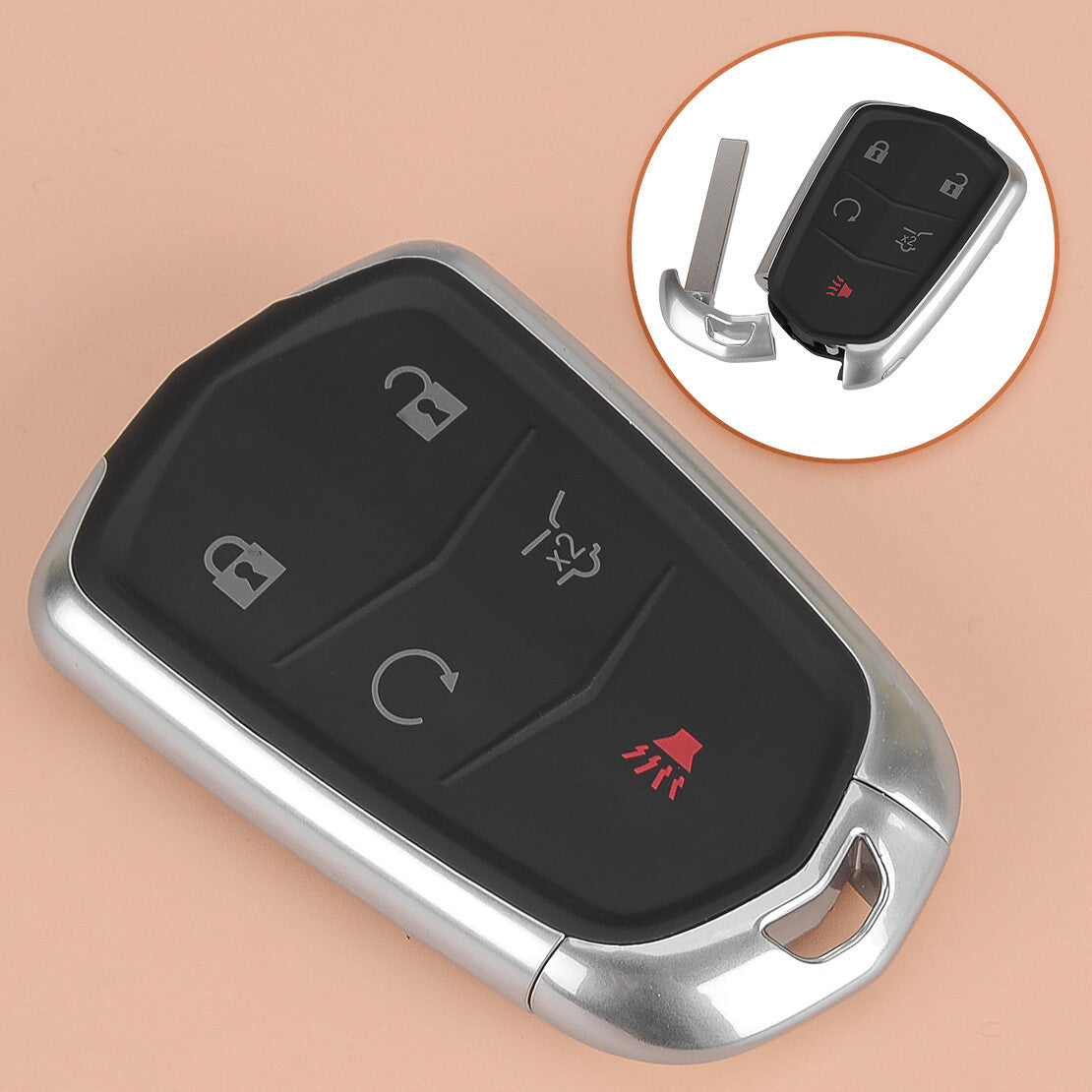 Remote Key Fob Shell Case w/5 Buttons Fit for Cadillac ATS CTS XTS 2014-2019 Car Q