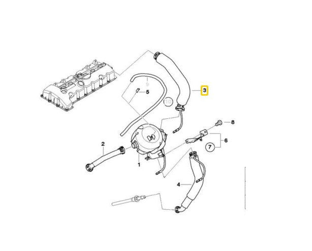 New Crankcase Vent Hose-Vent Valve to Oil Dip Stick Tube for E60 E90 E65 v