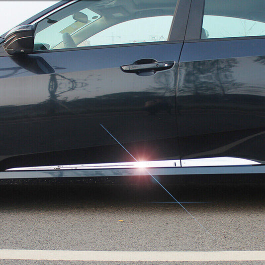 4x for Honda for Civic 2016-2021 Chrome Steel Body Door Side Molding Cover Trim Set