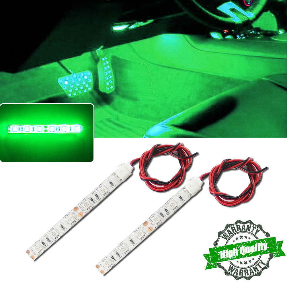 Two high-power green LED lights for atmospheric lighting suitable for both interior and exterior automotive use. Q