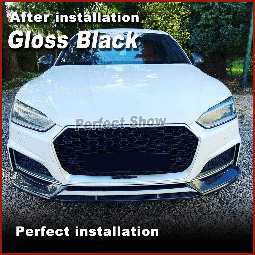for Audi A5 B9 Sline S5 2017-2019 Gloss Black Front Bumper Lip Spoiler Splitter