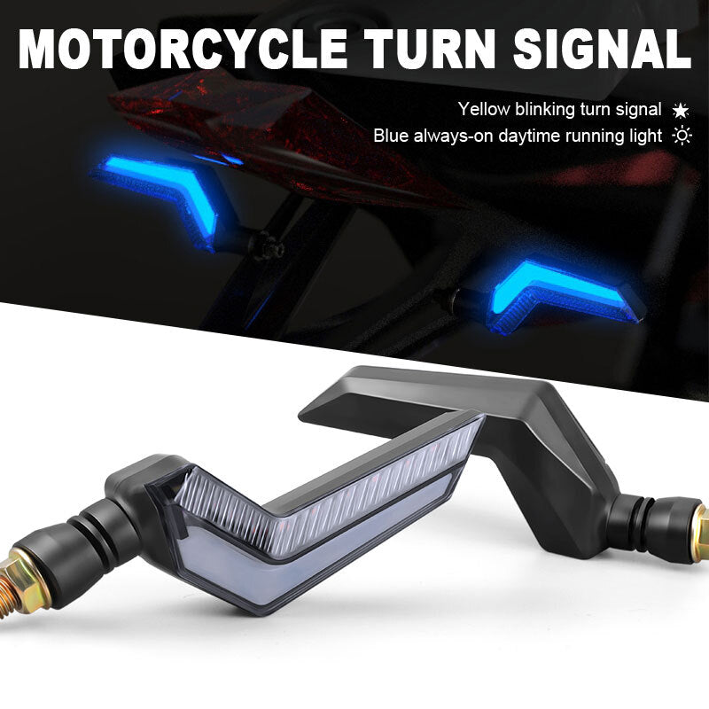 2X Motorcycle LED Turn Signals Running Daytime Light Indicator Amber  Blue