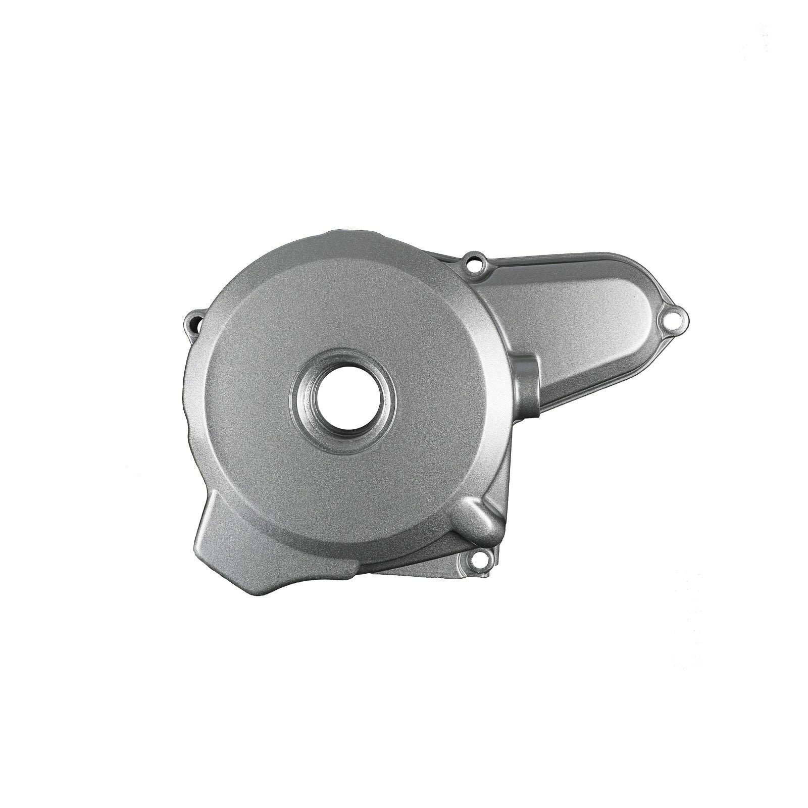 Magneto stator motor protective cover for 50cc, 70cc, 90cc, 110cc, and 125cc all-terrain vehicles and go-karts.