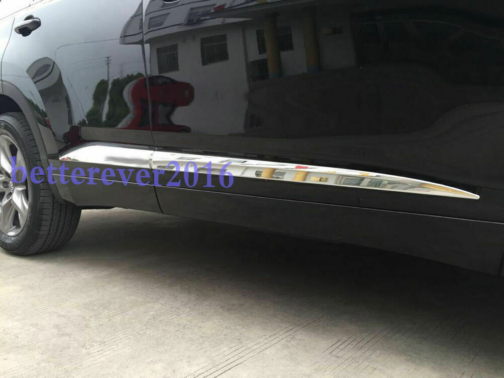 4P Chrome Car Body Side Door Molding Cover Trim for Toyota Highlander 2014-2019