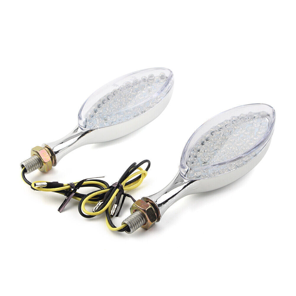 Universal Motorcycle Chrome LED Turn Signals Indicator Light Blinker Amber Lamp Q