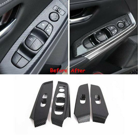 Carbon Fiber Style Window Lift Switch Panel Cover Trim for Nissan Sentra 2020-22