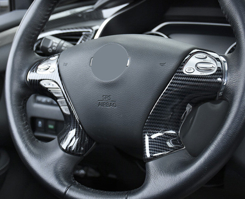Inner Steering Wheel Button Frame Trim for Nissan Murano 2015-2021 Carbon Fiber