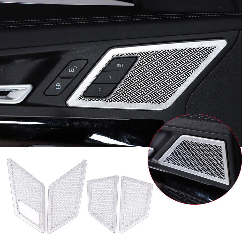 Silver Steel Inner Door Handle Horn Speaker Net Cover Trim for BMW X1 2023-2025