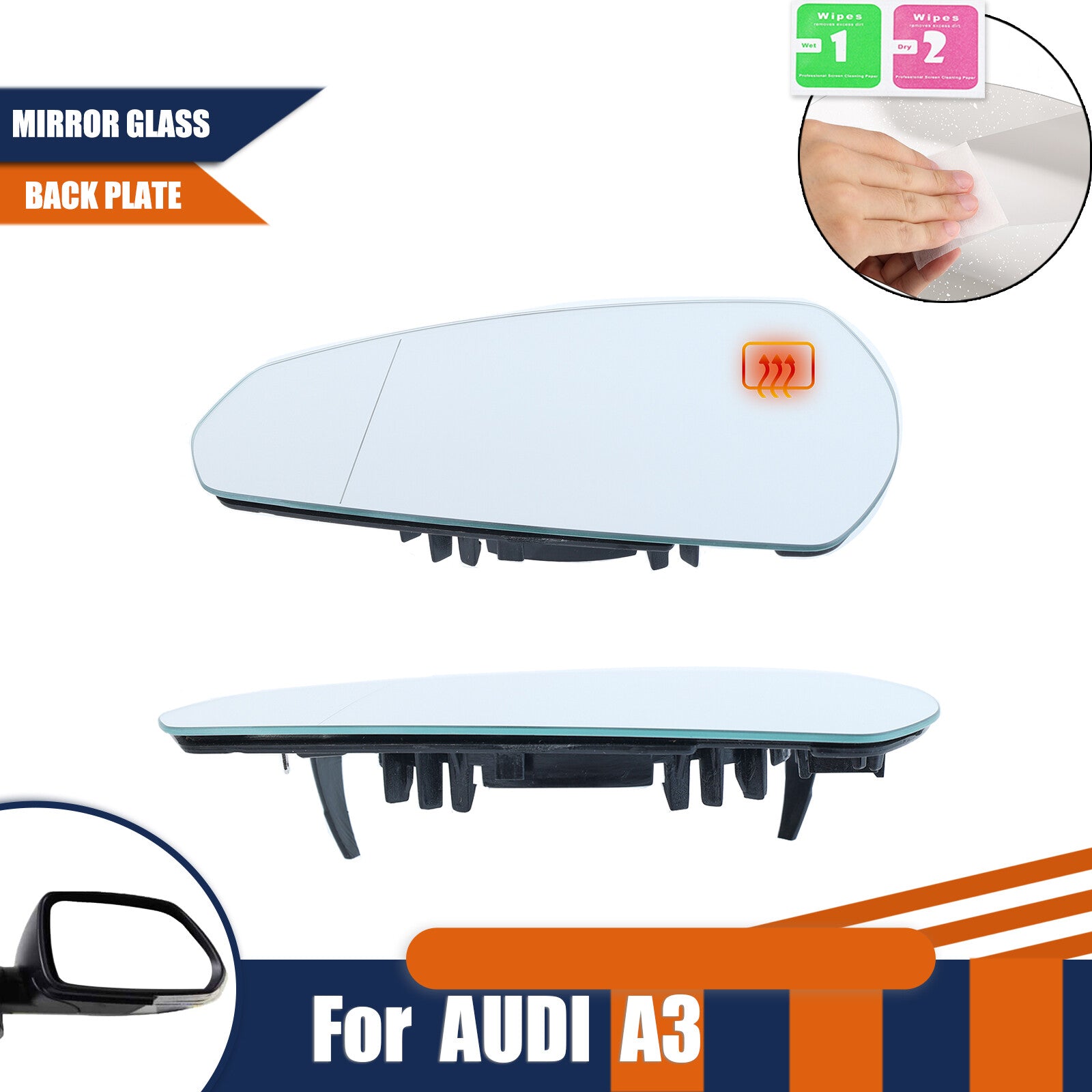 1PCS Heated Left Mirror Glass With Backing Plate for AUDI A3 Quattro 2013-2020 Q