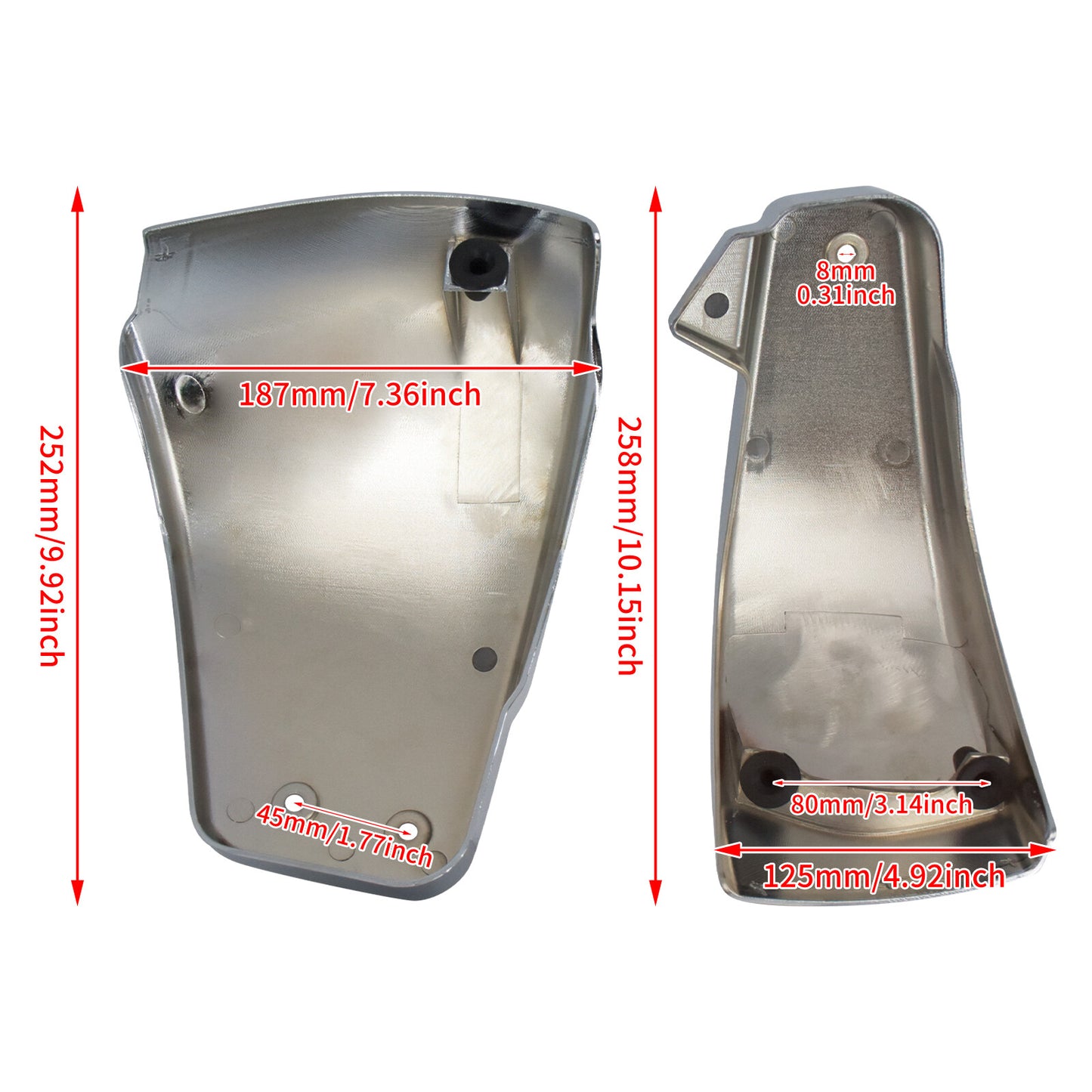2x Chrome Battery Fairing Side Cover Fits for Harley M8 Softail Street Fat Bob