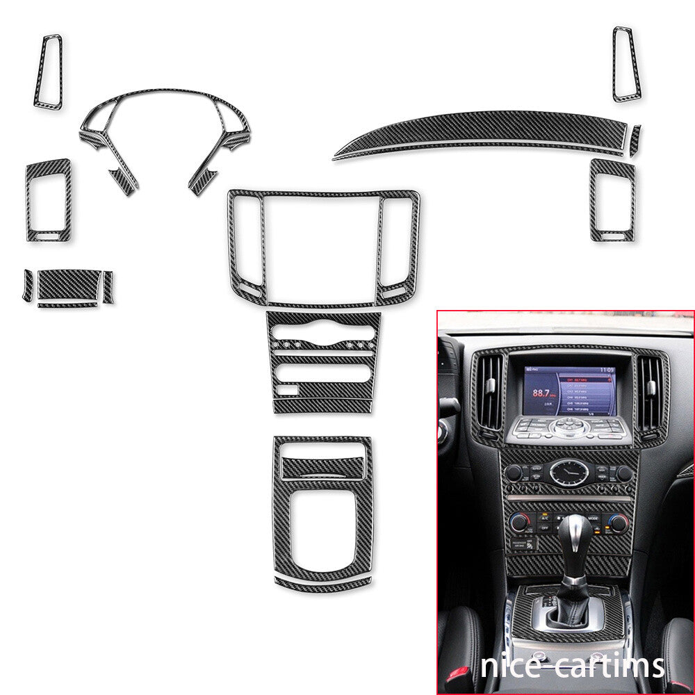 23Pcs Carbon Fiber Interior Full Set Kit Decor Trim for Infiniti G37 2010-13 LHD