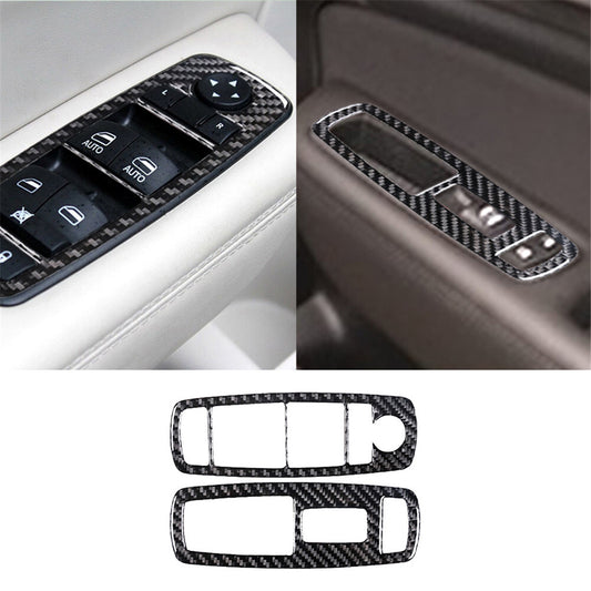 2Pcs Window Lift Panel Trim Cover Carbon Fiber for CADILLAC CTS SPORT 2008-UP v
