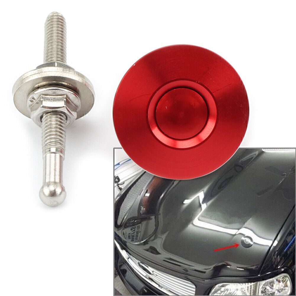 1x Red Push Button Quick Release Car Bumper Hood Pins Bonnet Lock Clip Latch