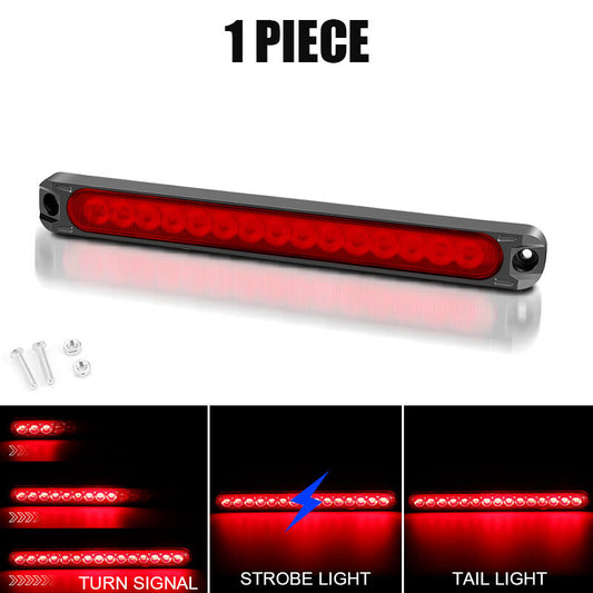 10 15LED Sealed Strip Truck Trailer Flowing Rear Stop Tail Turn Brake Light Bar