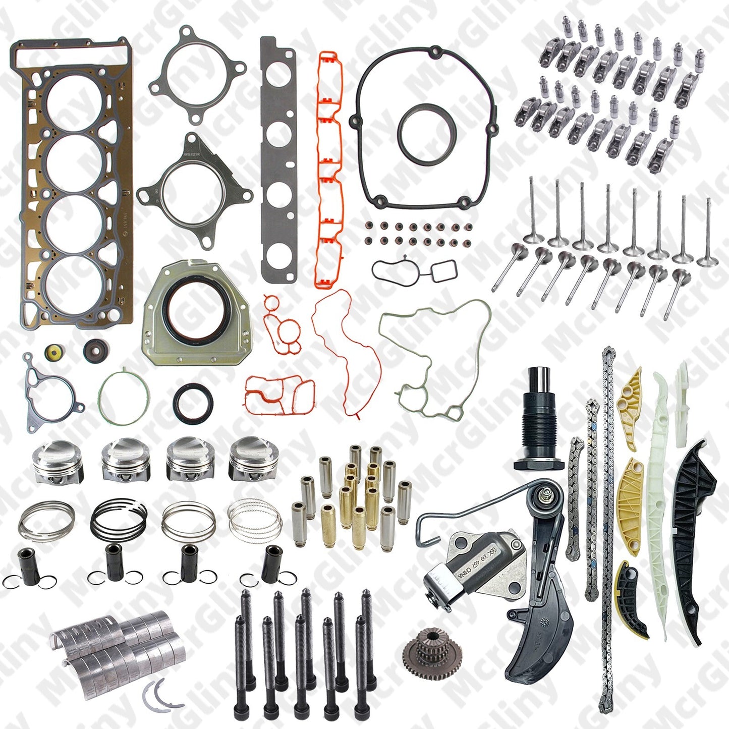 1.8T engine overhaul timing chain, piston and valve kit suitable for CC, for Audi A4, A5, TT- n