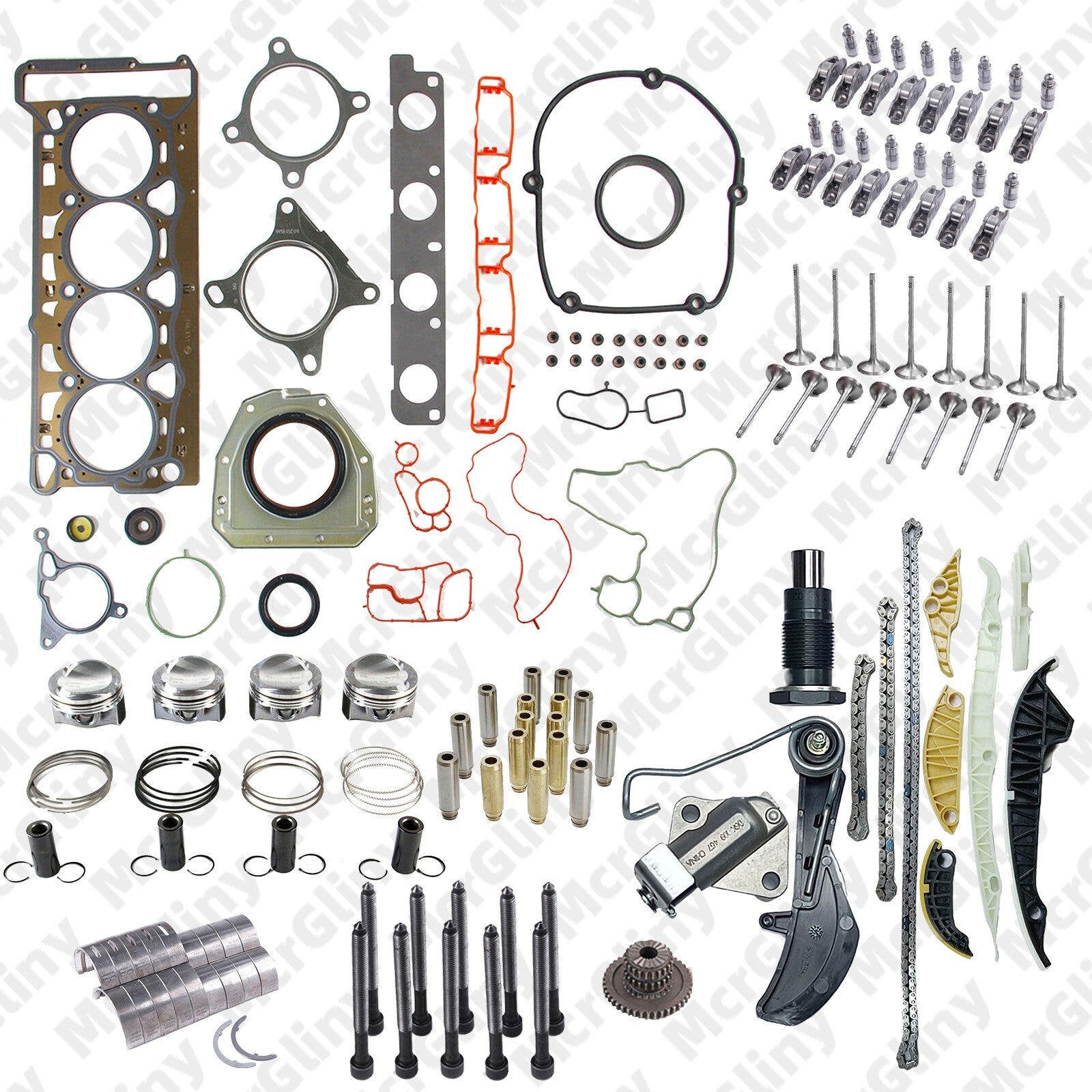 1.8T engine overhaul timing chain, piston and valve kit suitable for CC, for Audi A4, A5, TT- n