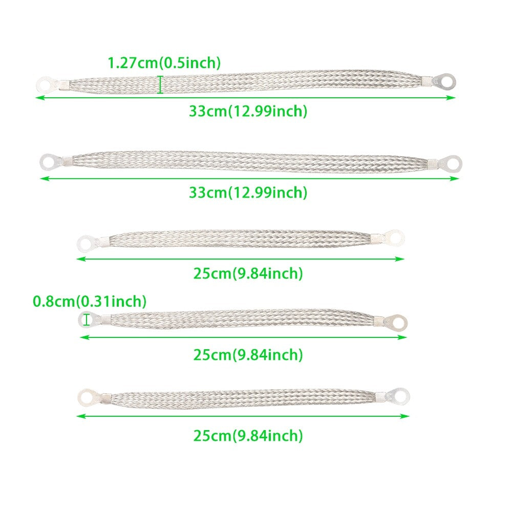 Auto Engine Ground Straps,3PCS 10x1/2, 2PCS 13x1/2, Car Ground Cable Straps