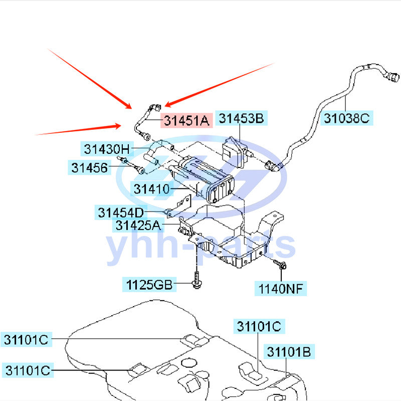 BRACKET-CANISTER HOLDER FOR 2013-2018 for HYUNDAI SANTA FE for KIA SORENTO 31451-2W000