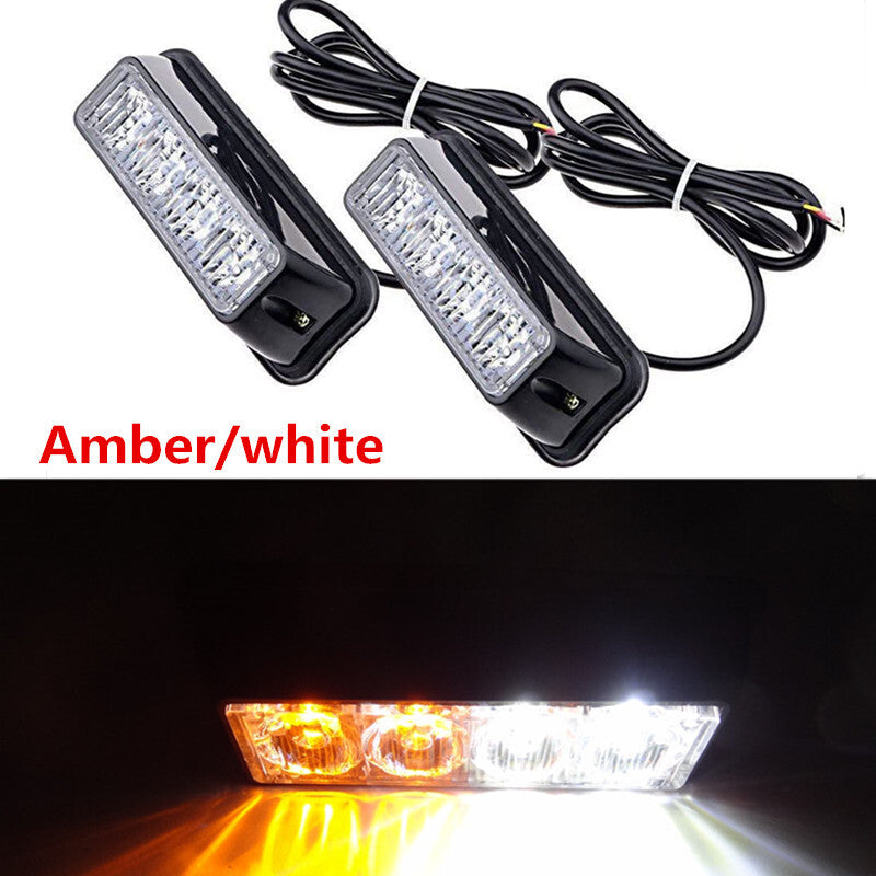 2xCar White/Yellow Grille Strobe Light Head LED Driving Flashing Side Width lamp