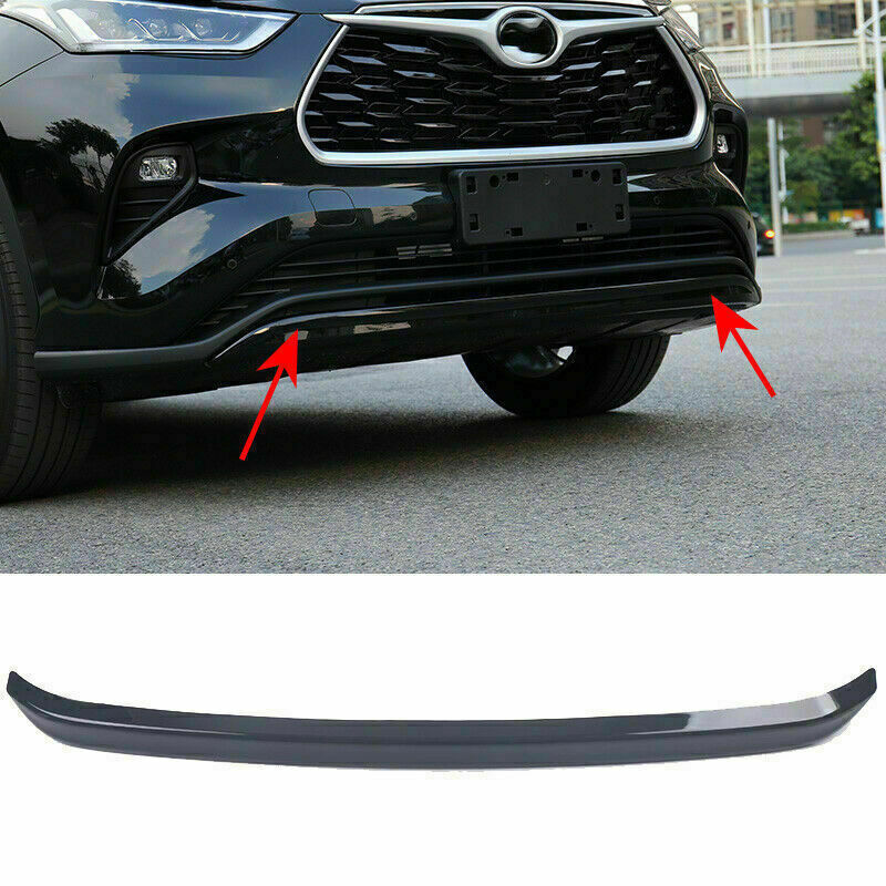 For Highlander 2020-2023 ABS Glossy Black Front Bumper Lip Molding Strips Trim