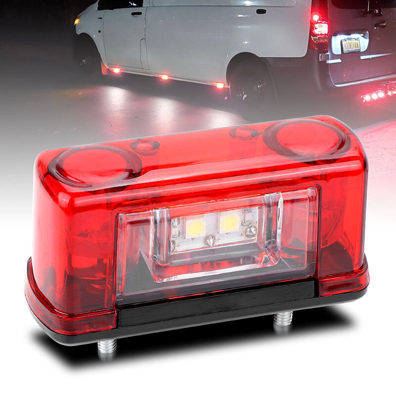 License Plate Tag Light Lamp White+Red LED Truck Trailer SUV ATV UTV Universal