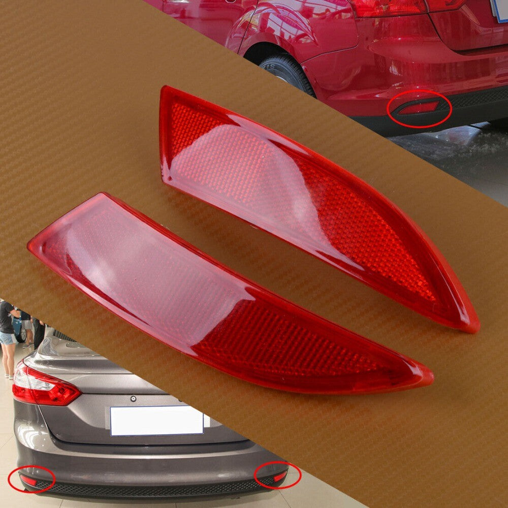 2X/SET Rear Bumper Reflector Left & Right Plastic For Focus 2012-2015 Red n
