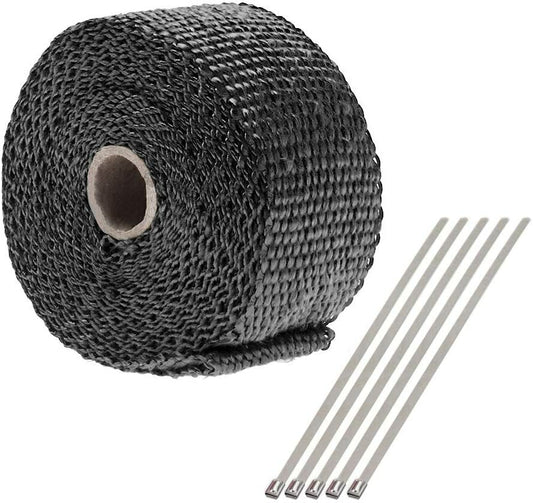 2-inch x 50-foot black connector manifold exhaust heat-wrapped hose tape + stainless steel tie