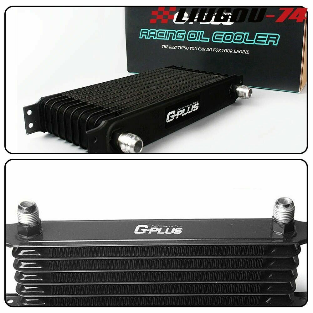 Universal 10 Row 10AN Engine Oil Cooler Gold+ Filter Relocation Kit + Oil Line U v